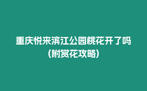 重庆悦来滨江公园桃花开了吗(附赏花攻略)