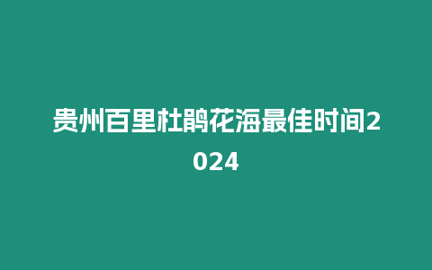 贵州百里杜鹃花海最佳时间2024