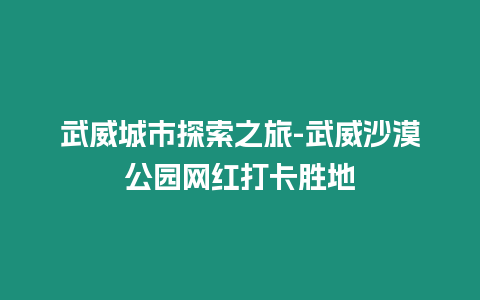 武威城市探索之旅-武威沙漠公园网红打卡胜地