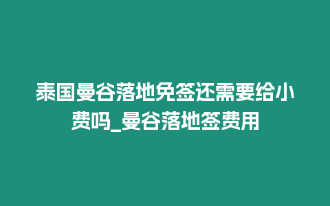 泰国曼谷落地免签还需要给小费吗_曼谷落地签费用