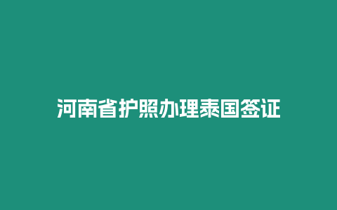 河南省护照办理泰国签证