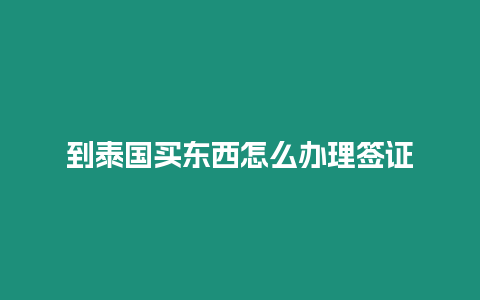 到泰国买东西怎么办理签证