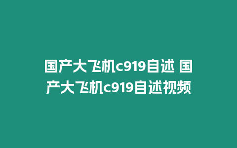 国产大飞机c919自述 国产大飞机c919自述视频