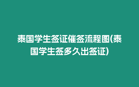 泰国学生签证催签流程图(泰国学生签多久出签证)