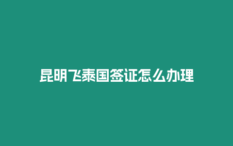 昆明飞泰国签证怎么办理