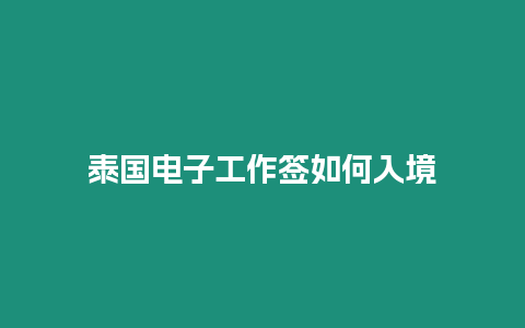 泰国电子工作签如何入境