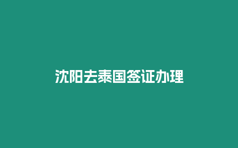 沈阳去泰国签证办理