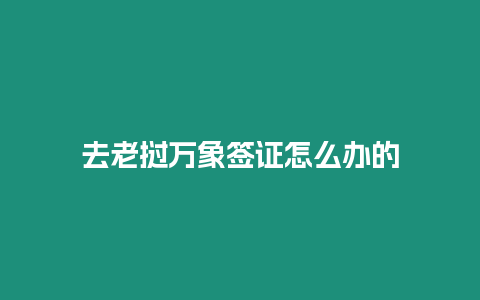 去老挝万象签证怎么办的