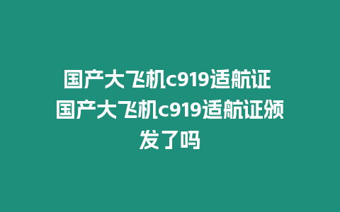 国产大飞机c919适航证 国产大飞机c919适航证颁发了吗